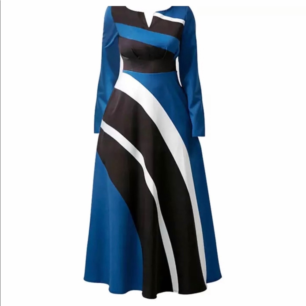 ‼️SOLD‼️NEW Elegant Stripe Color Block Long Maxi - Picture 7 of 8